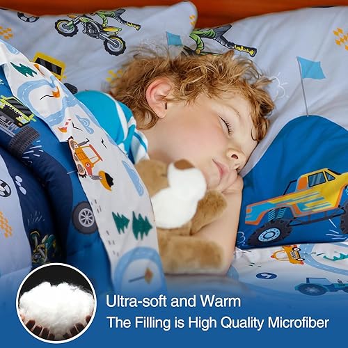 Miniatura 4 de A Nice Night Juego de edredón de 5 piezas de cama en una bolsa, diseño de caricaturas de dibujos animados para niños, juego de ropa de cama de