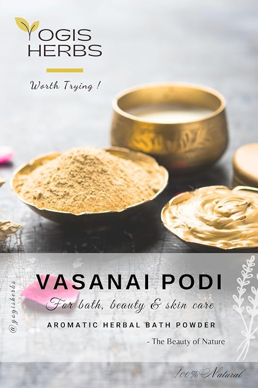 YOGIS HERBS Vasanai Podi — Pó para banho aromático Tamil com ervas, flores e raízes — 200 g