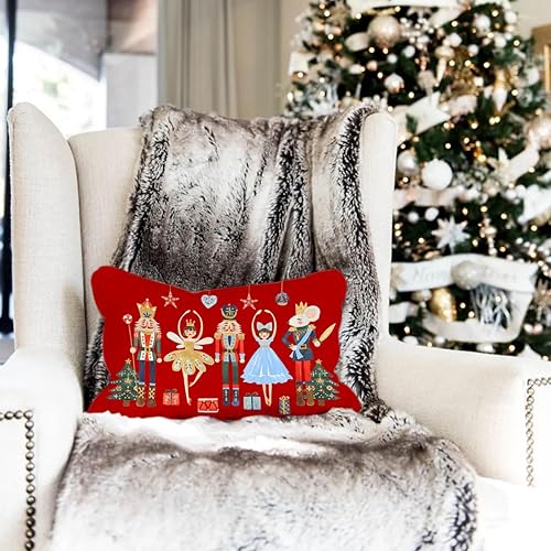 Miniatura 7 de Fundas de almohada de Navidad de 12 x 20 pulgadas, cascanueces rojos, decoración de Navidad, decoración de invierno, vacaciones, funda de cojín para