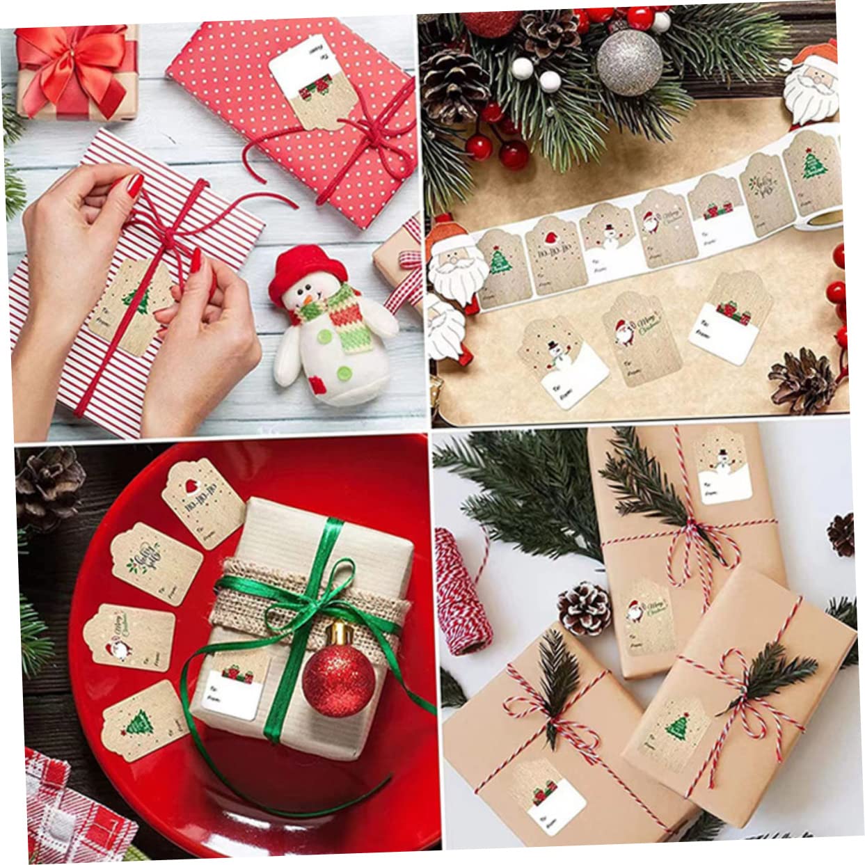 STOBOK 3rotoli Roll Stickers Decorativi Natalizio Etichette Adesive Kraft Per Biglietti e Decorazioni