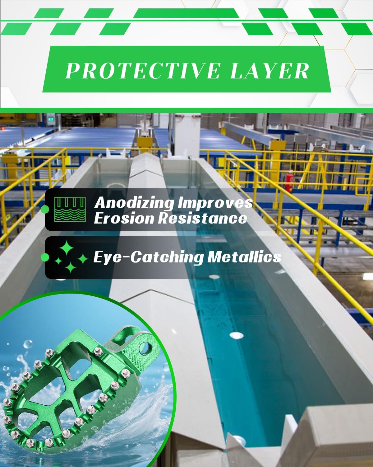 JFG RACING Motorcycle Foot Pegs Pedals Footrests For KLX250/250R/300/300R/250S/650, KLR650, XR650L And More Dirt Bikes, GREEN