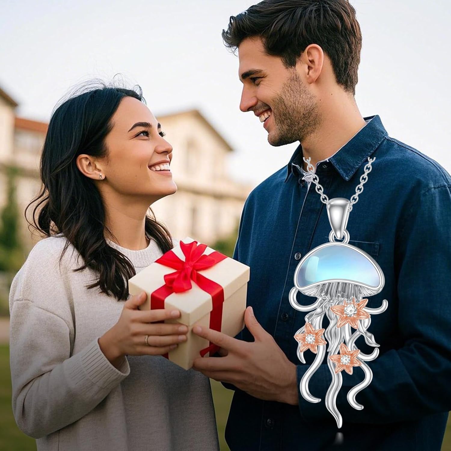 Jellyfish Necklace for Women 925 Sterling Silver Moonstone Jellyfish Pendant Necklaces Hawaiian Ocean Animal Jewelry Gifts for Daughter - Image 6