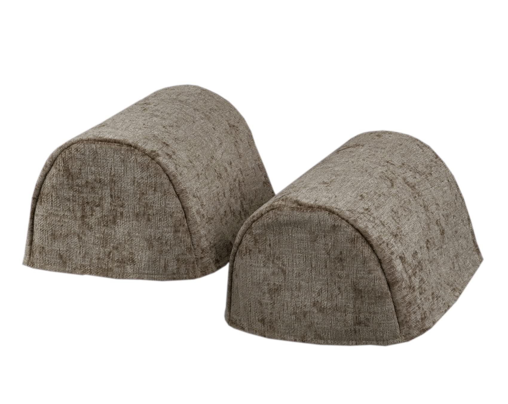 Classic Home Store Crushed Velvet Chenille Pair of XL Round Arm Caps Soft Touch Sofa Furniture Cover (Mink)