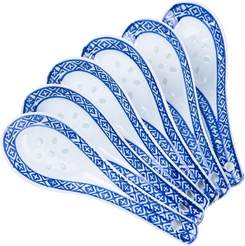 KIZQYN Cuchara de cerámica Jingdezhen vajilla china nostálgica retro antigua pequeña cuchara de sopa comercial cuchara de postre cuchara de sopa