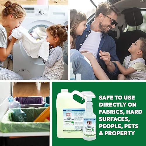 Vista 3 de X-O Neutralizador concentrado de olor 32 onzas, 1 galón, 5 galónes, desodorante ALL-NATURAL, neutralizador de olor. Concentrado., Transparente
