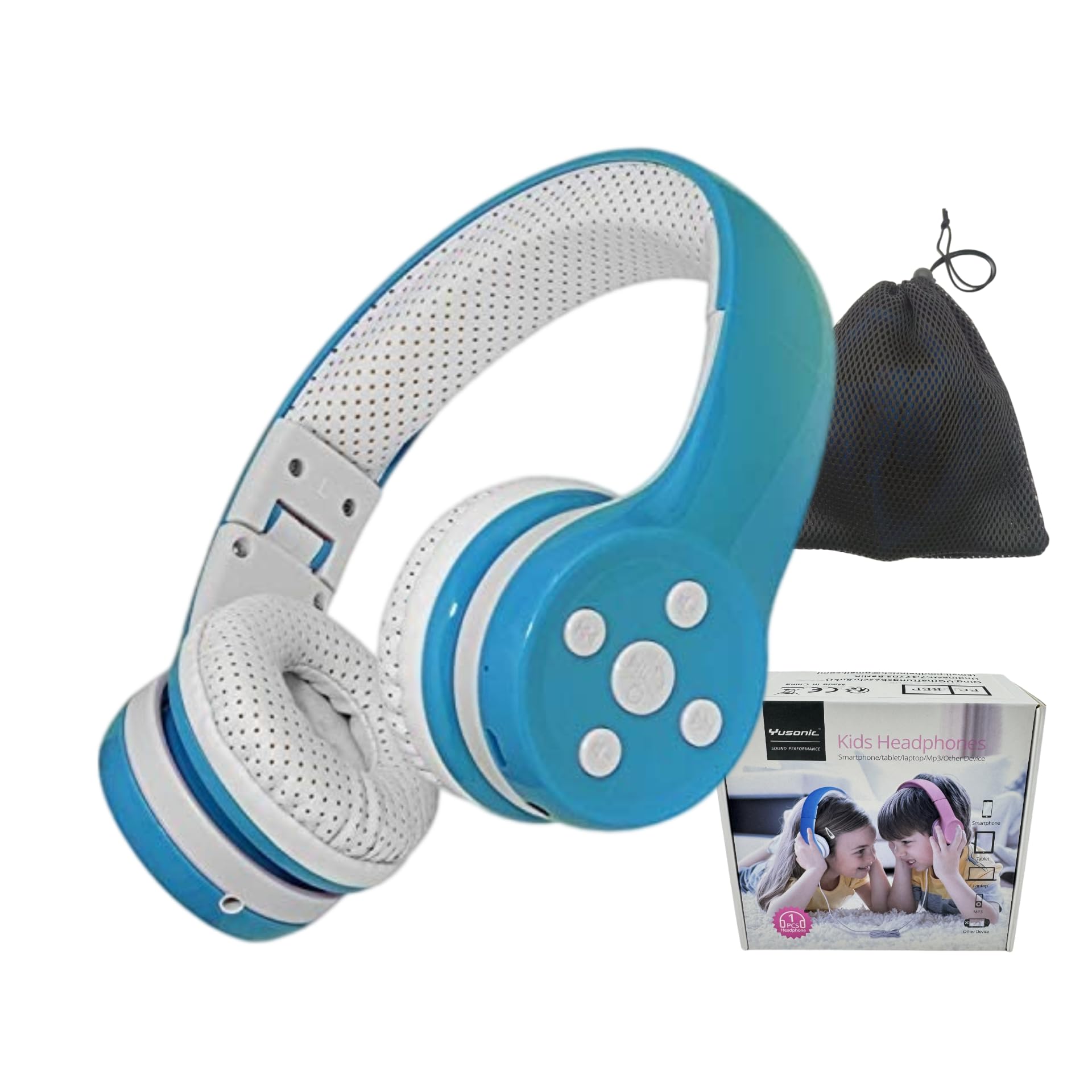 YUSONIC Kids Wireless Headphones, 5 Button Easy Use Bluetooth Toddler Headphones 93db Volume Limited Foldable with Built-in Mic for Cell Phones TV