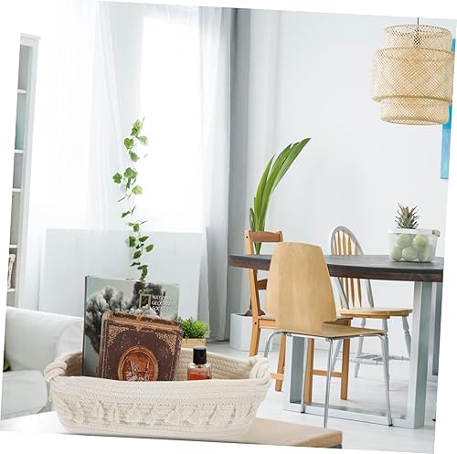 Miniatura 8 de IMIKEYA Cestas tejidas de cuerda de algodón cesta de almacenamiento de algodón tejido con borlas, cubos de almacenamiento para armario, cesta de