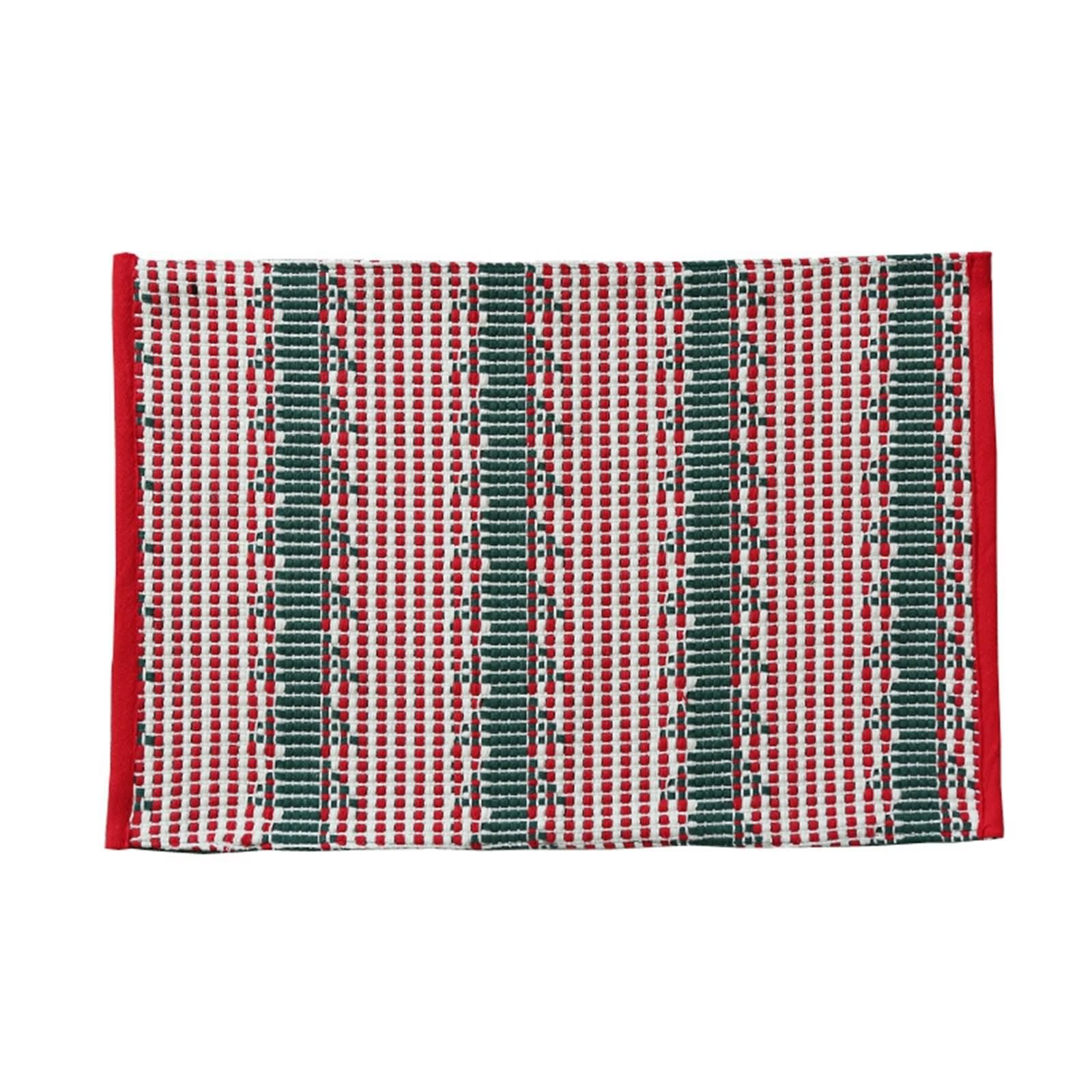 Zestaw czerwonych podkładek pod talerze 8 sztuk, mata stołowa vintage 45 x 30 cm paski wzór bawełna na wakacje kuchnia dekoracja stołu jadalnego