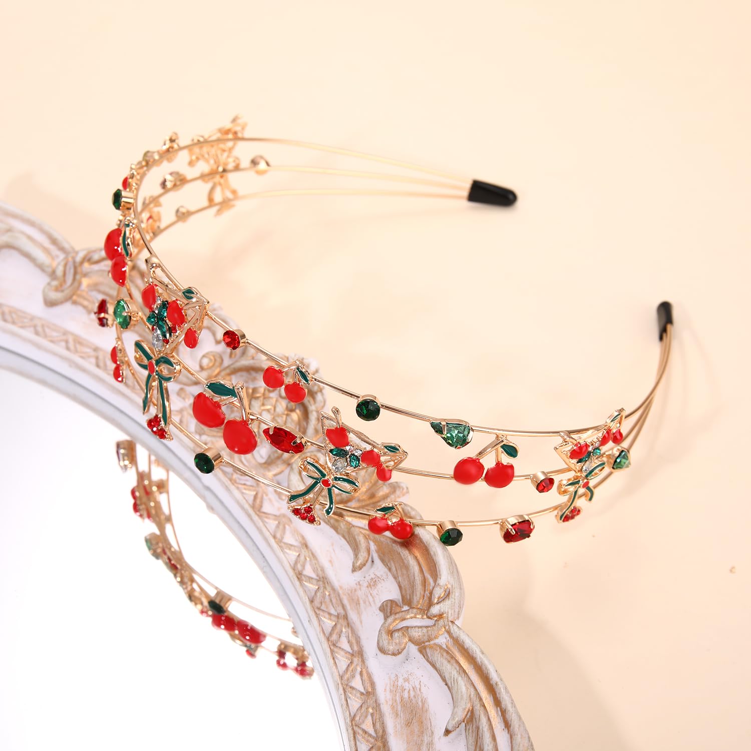 HEIDKRUEGER Cherry Headband Fruit Cocktail Headband Crystal Cute Cherries Summer Holiday Party Hairband for Women Fashion Hair Accessories