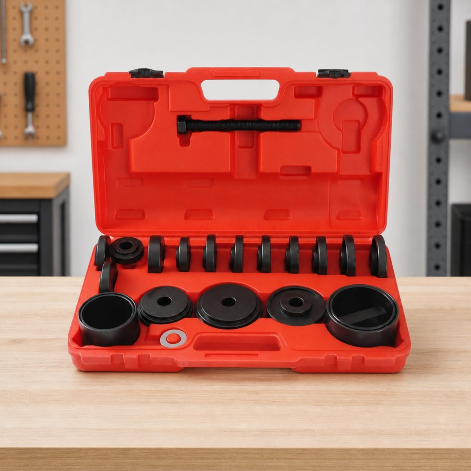 Juego de Extractor de Buje de Rueda y Cojinete Automotriz Kit de con Adaptador y Múltiples Manguitos Estructura de Aleación Duradera Apto para Servicio en Taller Mecánica Flotas