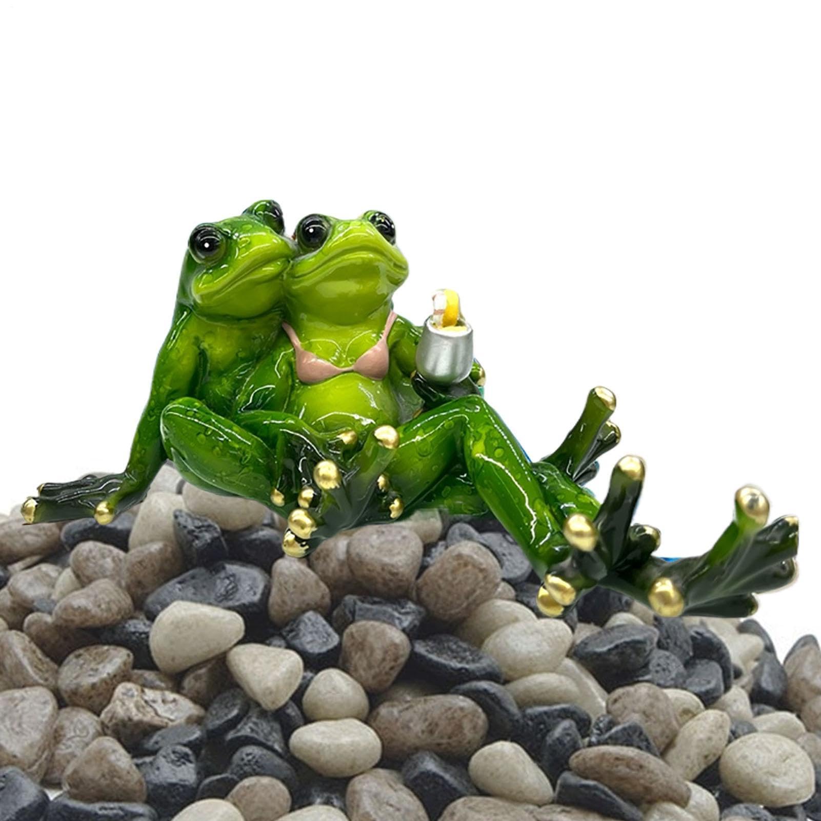 Figurines de grenouille jardin extérieur : décoration résine pour maison et table