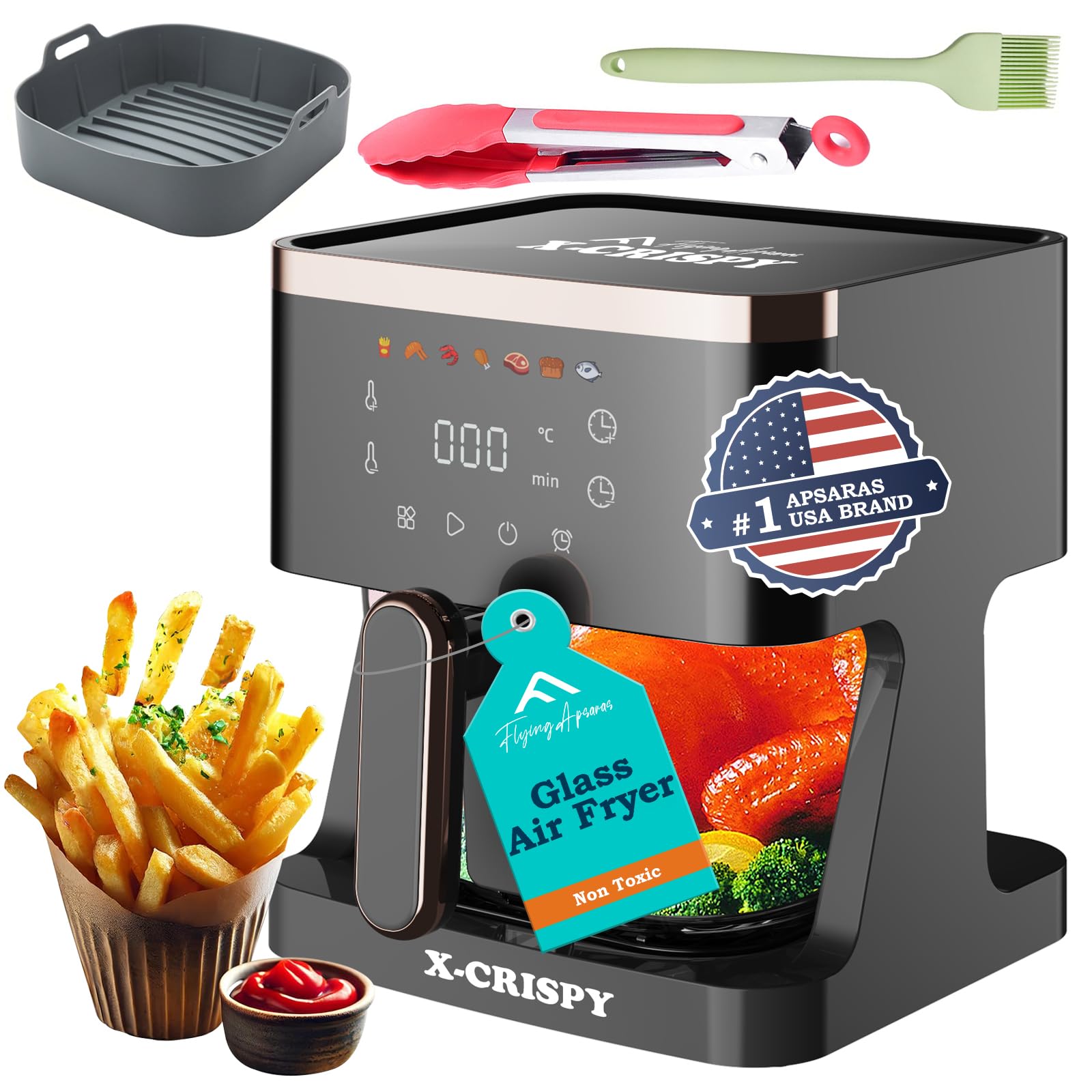 APSARAS USA Air Fryer Glass