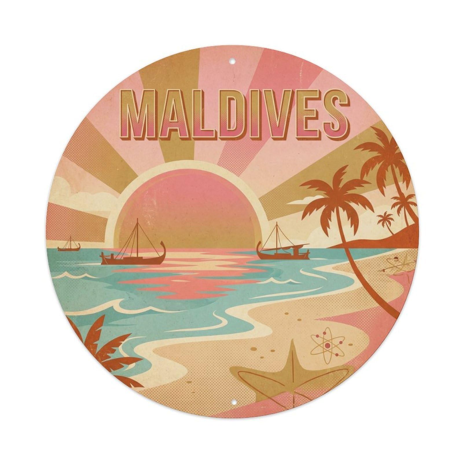 Atoll Travel Maldives Vintage Island Paradise Metal Tin Sign