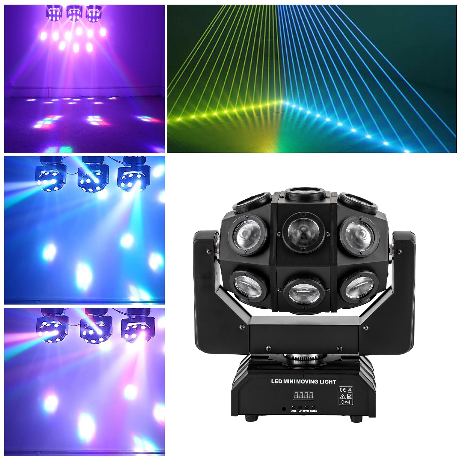 Luz de discoteca para fiestas, LED con cabeza móvil, luz RGB para DJ, proyector controlado por música, luces de discoteca, reflector de efectos DMX, para KTV, reunión familiar, boda, cumpleaños