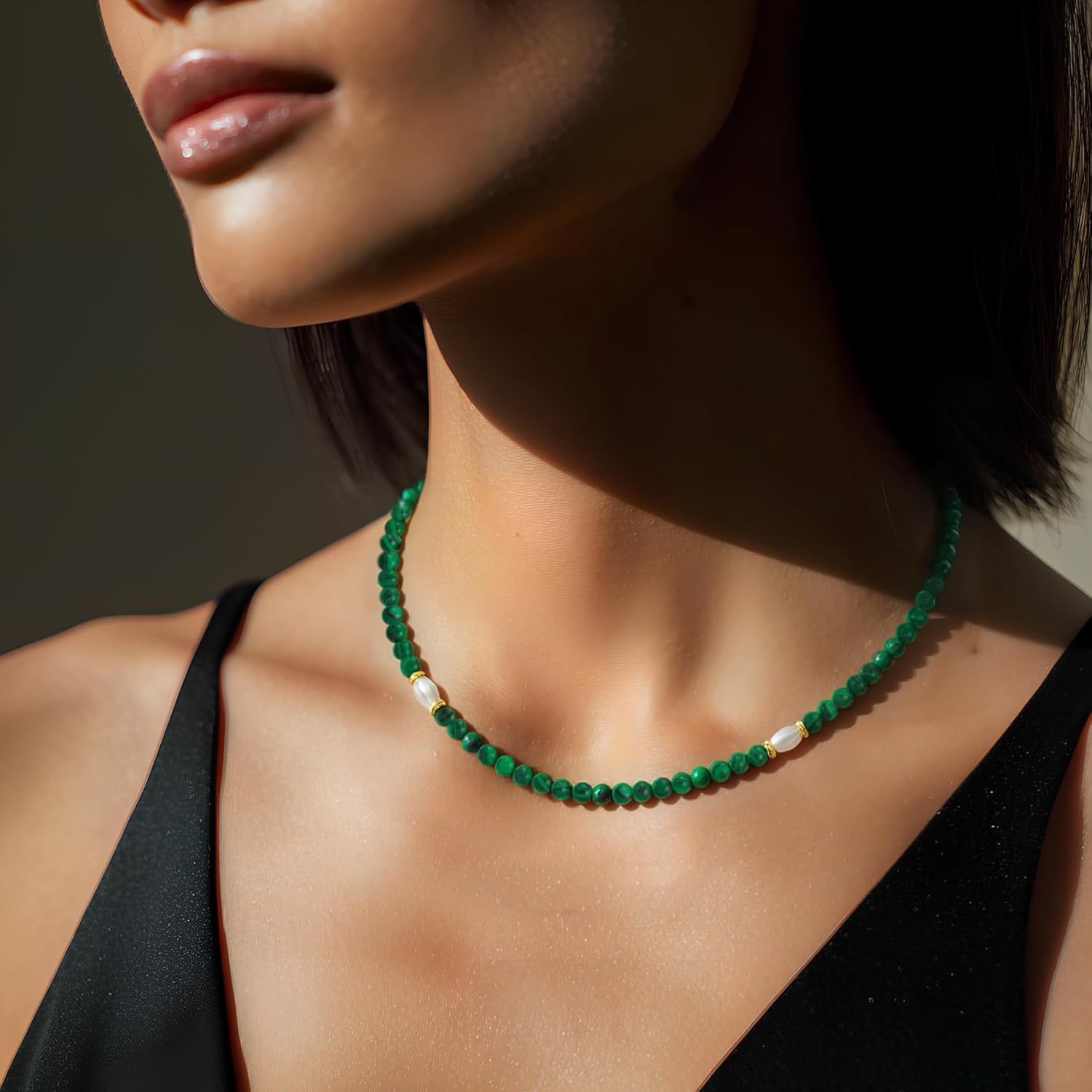 Boho Beaded Necklace for Women Natural Stone Gemstone Choker Mixed Materials Handmade Jewelry - Image 4