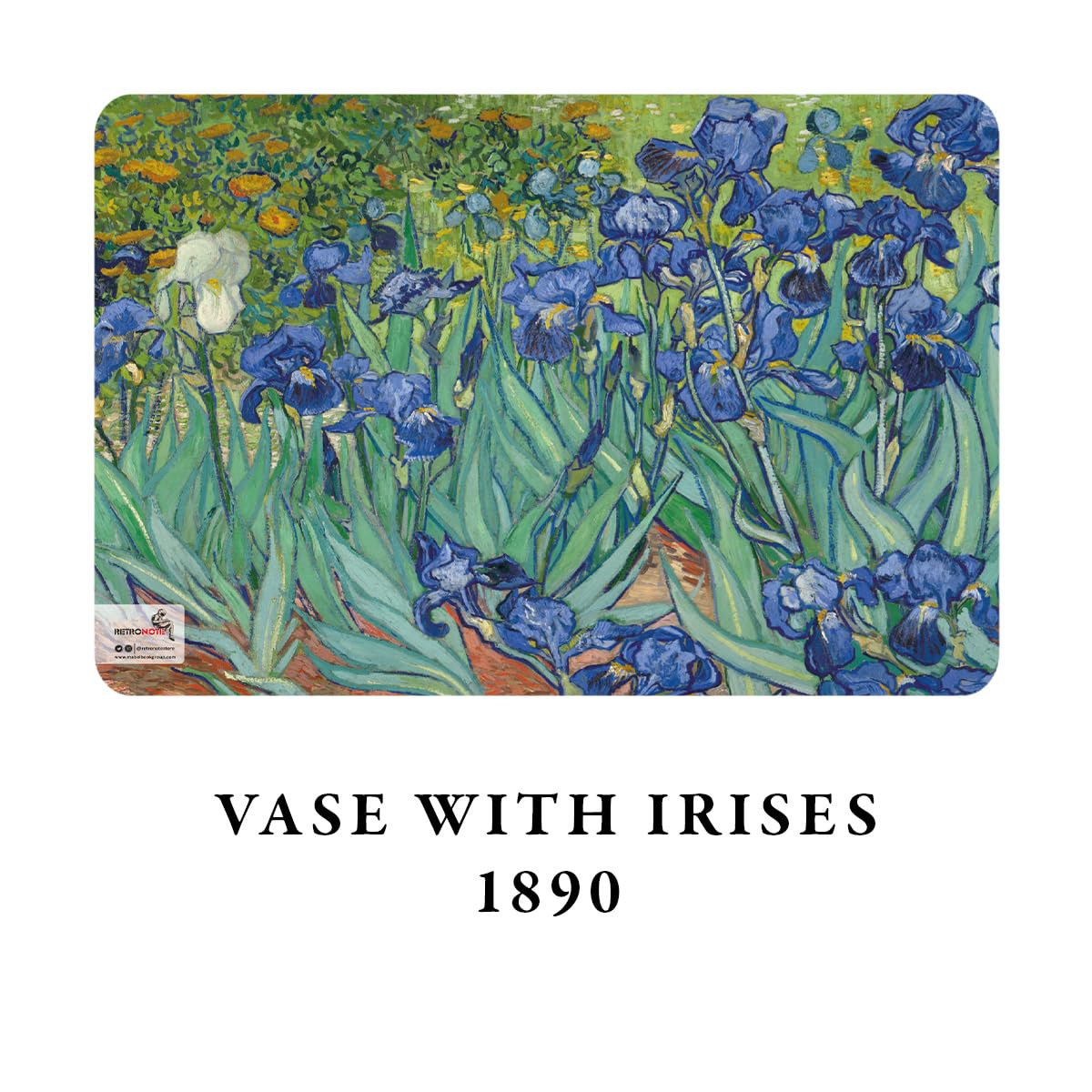 Retronote Van Gogh zestaw 4 książek z serii Flowers 3 Flowers Series bez linii, 64 strony, 10,5 x 14 cm