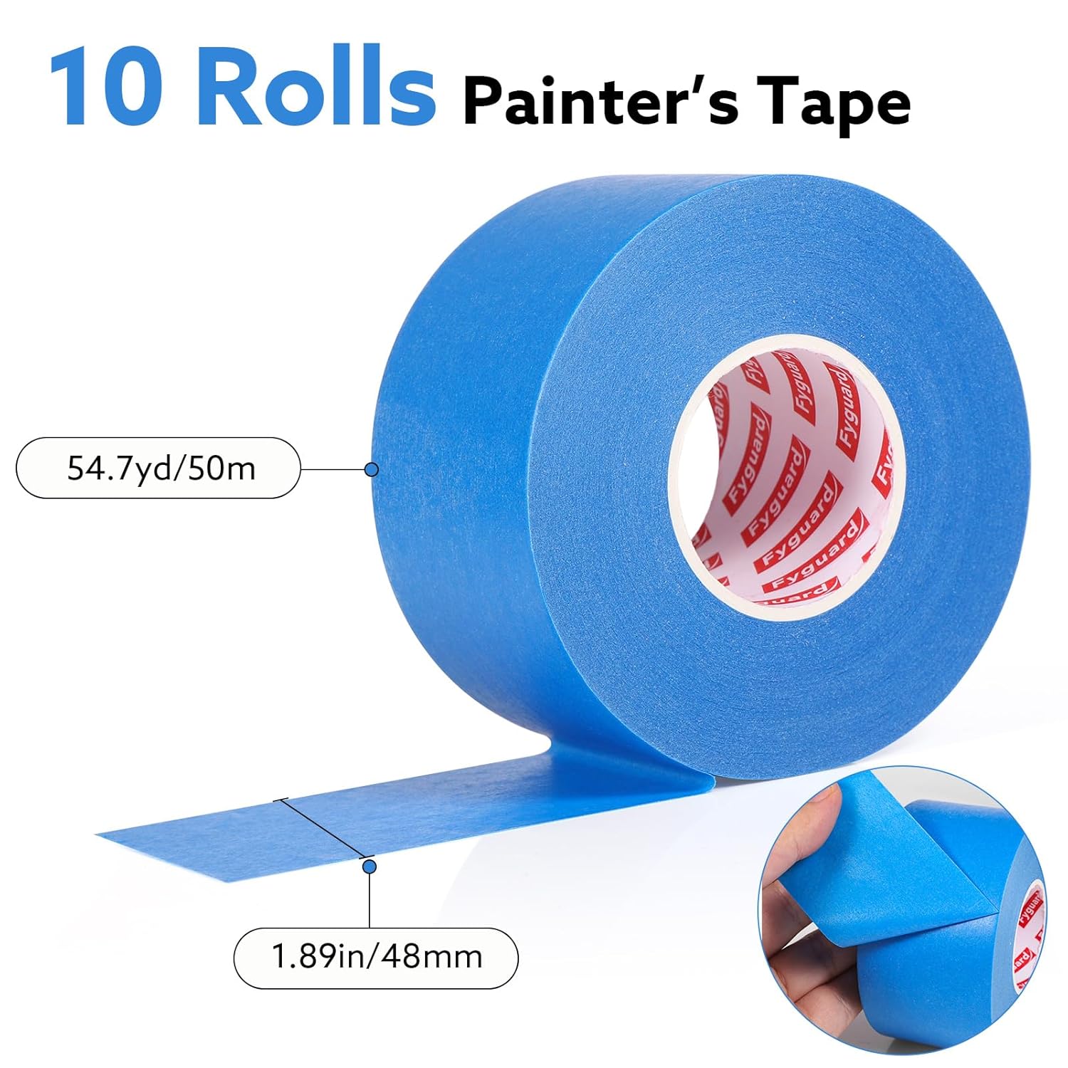 30 Rolls Painters Tape Included 10 Rolls Painters Tape 2 Inch Wide 20 Rolls 1 Inch Wide, Blue Masking Tape for Wall Painting Edges