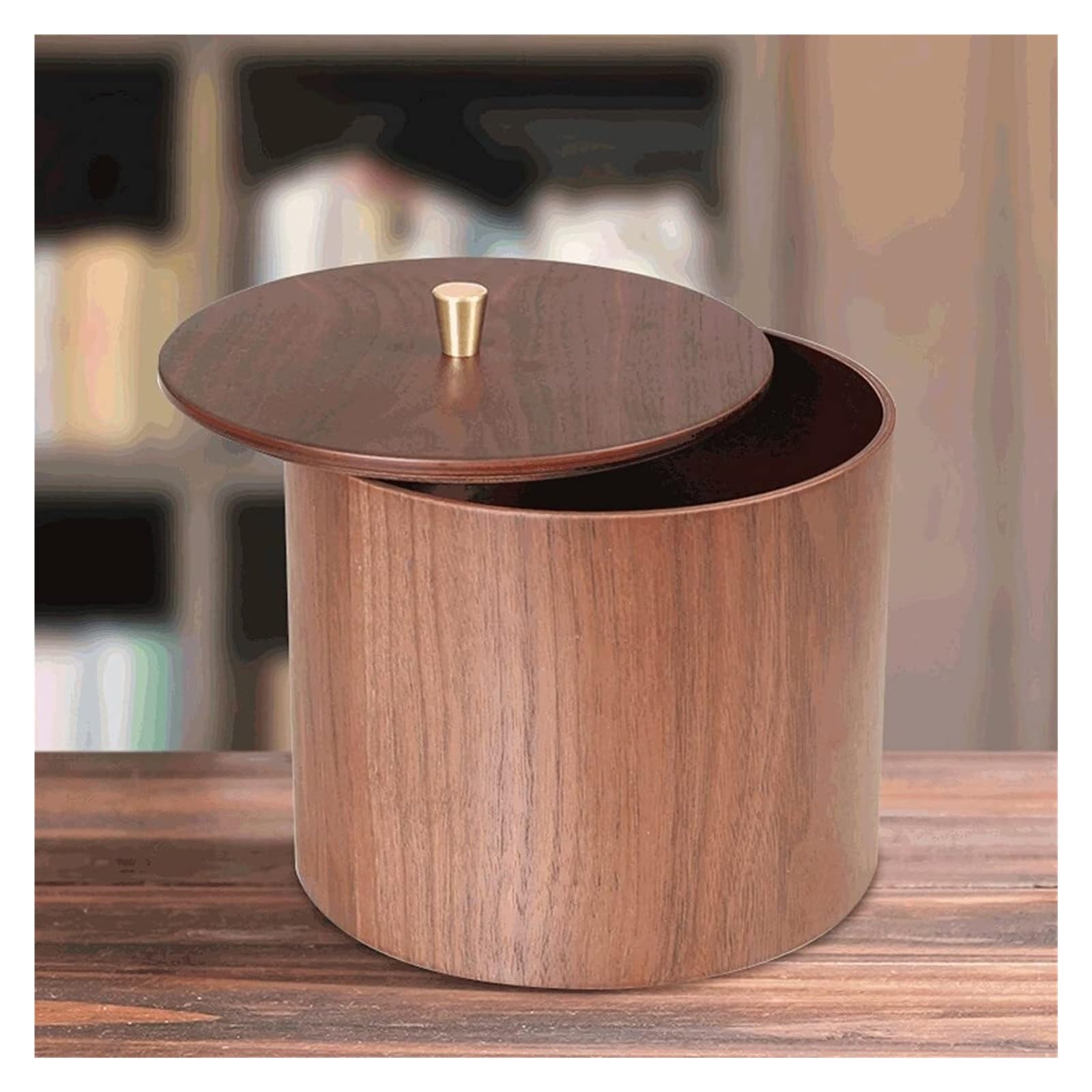 Küchenabfalleimer Mülltonnen, runder Mini-Tisch-Mülleimer mit Deckel, Müllcontainer, Holz-Papierkorb, Abfallkörbe Mülleimer
