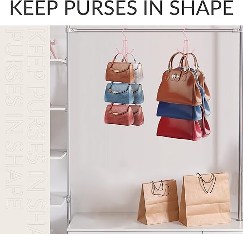 Miniatura 4 de ZEDODIER Organizador para colgar bolsos para armario, paquete de 4 soportes para bolsas colgantes, mantiene los monederos visibles y en buenas