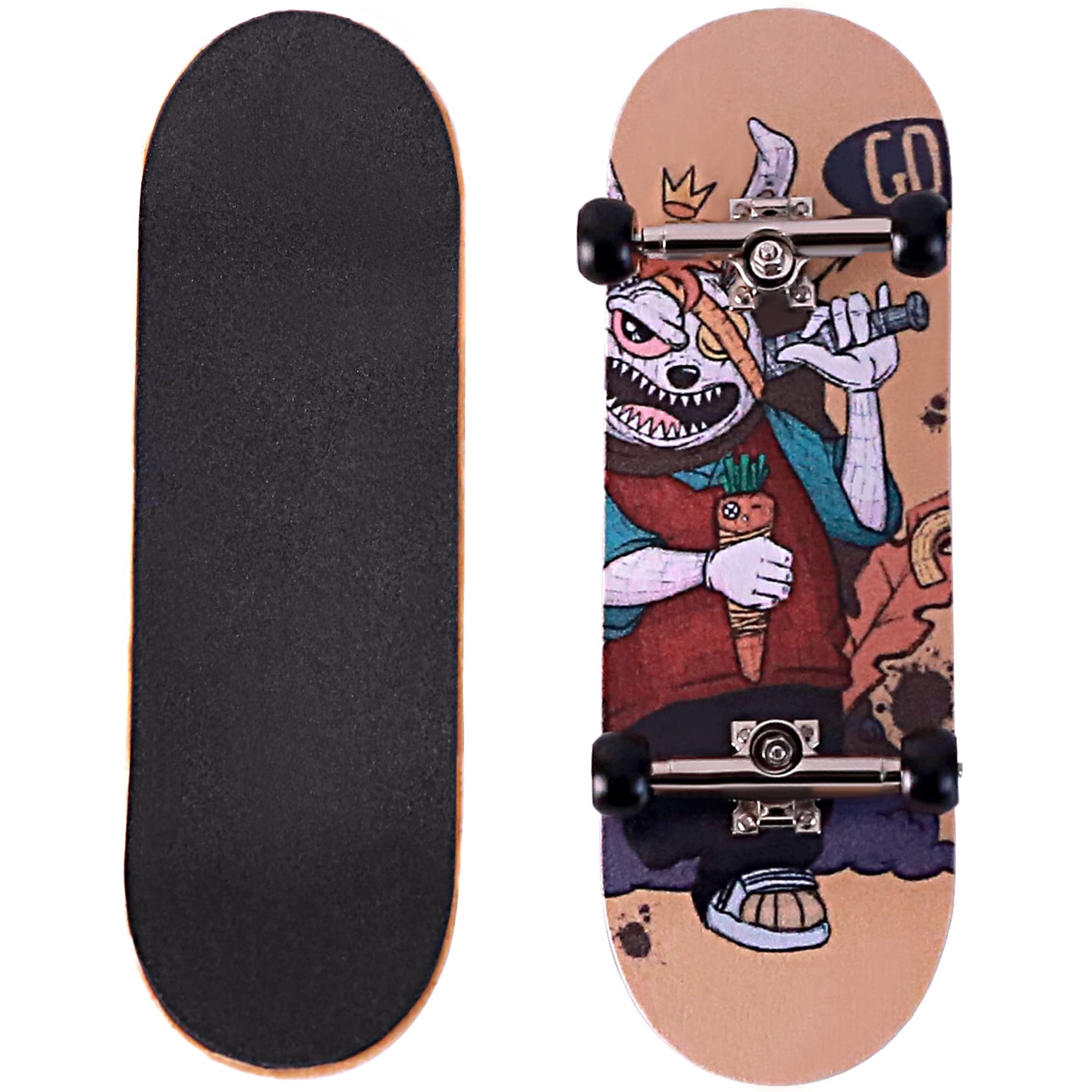 Professional Complete Wooden Fingerboard 32/34mm 5-Ply Maple Finger Skateboard with Upgraded Components (Captain-M)