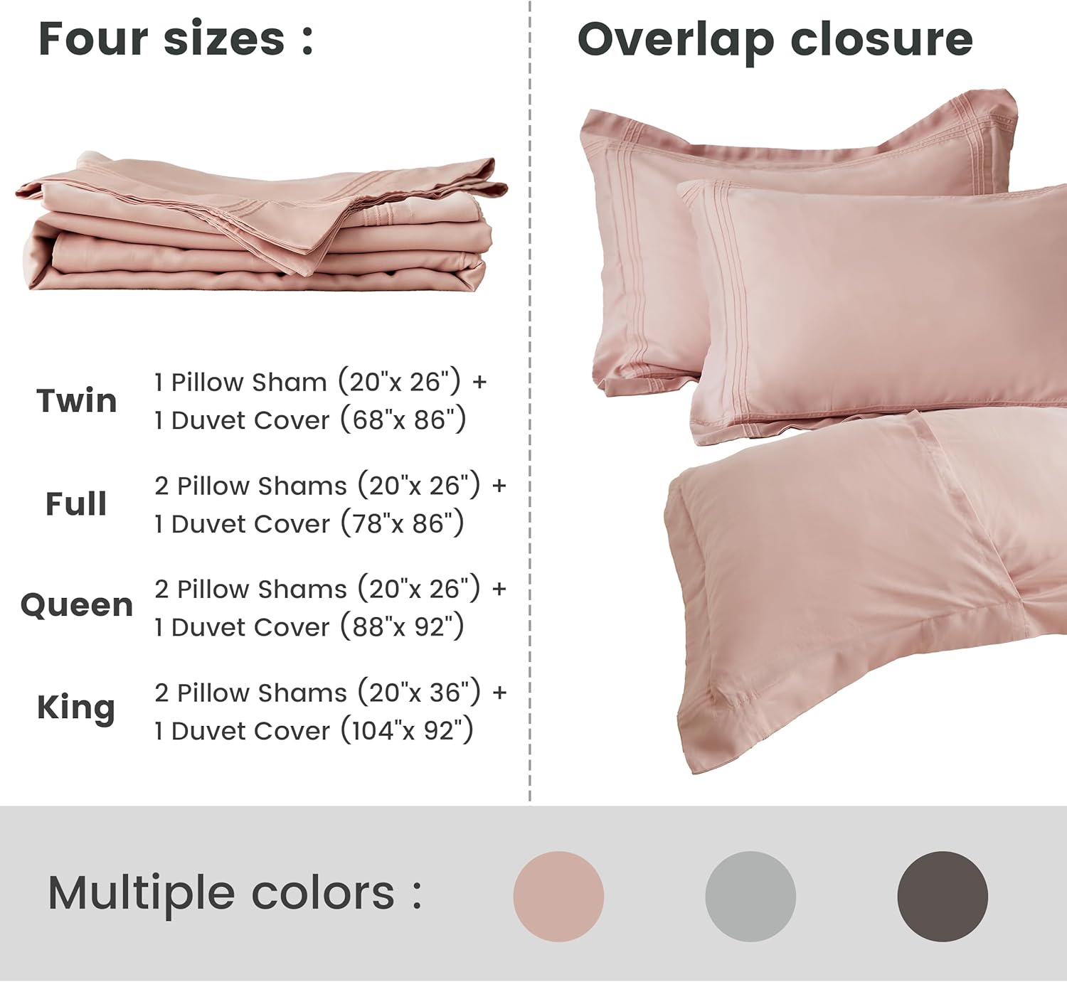 Simple&Opulence 100% Eucalyptus Lyocell Tencel Duvet Cover Set 3 Pieces, Cooling Breathable Duvet Cover Soft Silky, Luxury Bedding Set - Pink, Queen Size