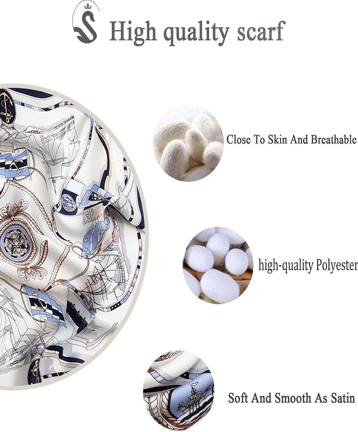 Saiusloa Neck Scarf For Womens Silky Head Scarves Hair Bandanas Square Scarf Fashion Accessories lightweight image 5