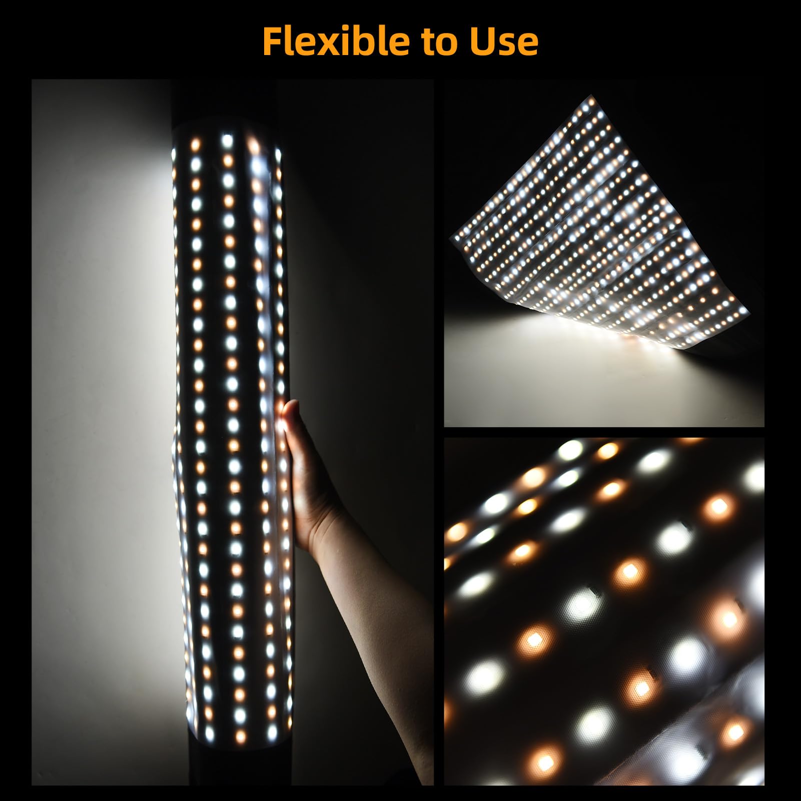 Andoer Estera de luz de Video LED Plegable de 40 * 60 cm, Kit de iluminación de fotografía de luz de Panel LED Flexible de 70 W Regulable 3000K-6500K con Control Remoto Softbox para Youtube TikTok