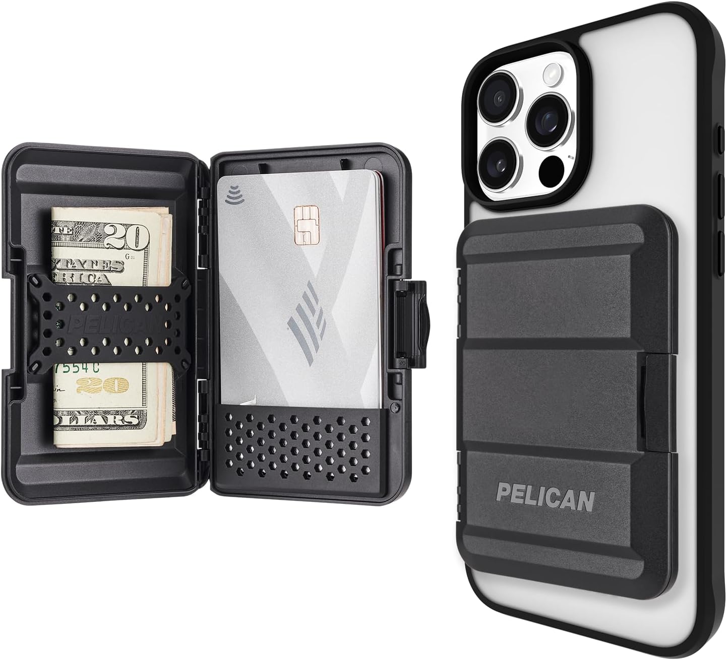 MagSafe Wallet for iPhone | Heavy Duty MIL-STD Snap-On iPhone Magnetic Wallet & Phone Card Holder | Detachable & Slim Hard Case Wallet for iPhone Pro Max 16/15/14/13/12 Series | Black