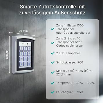 MATHFEL Smart Lock Electronic Door Lock for Front Door Weatherproof Code Lock with RFID IP66 2 Relays Door Opener with Code Smart Door Lock Automatic Door Lock