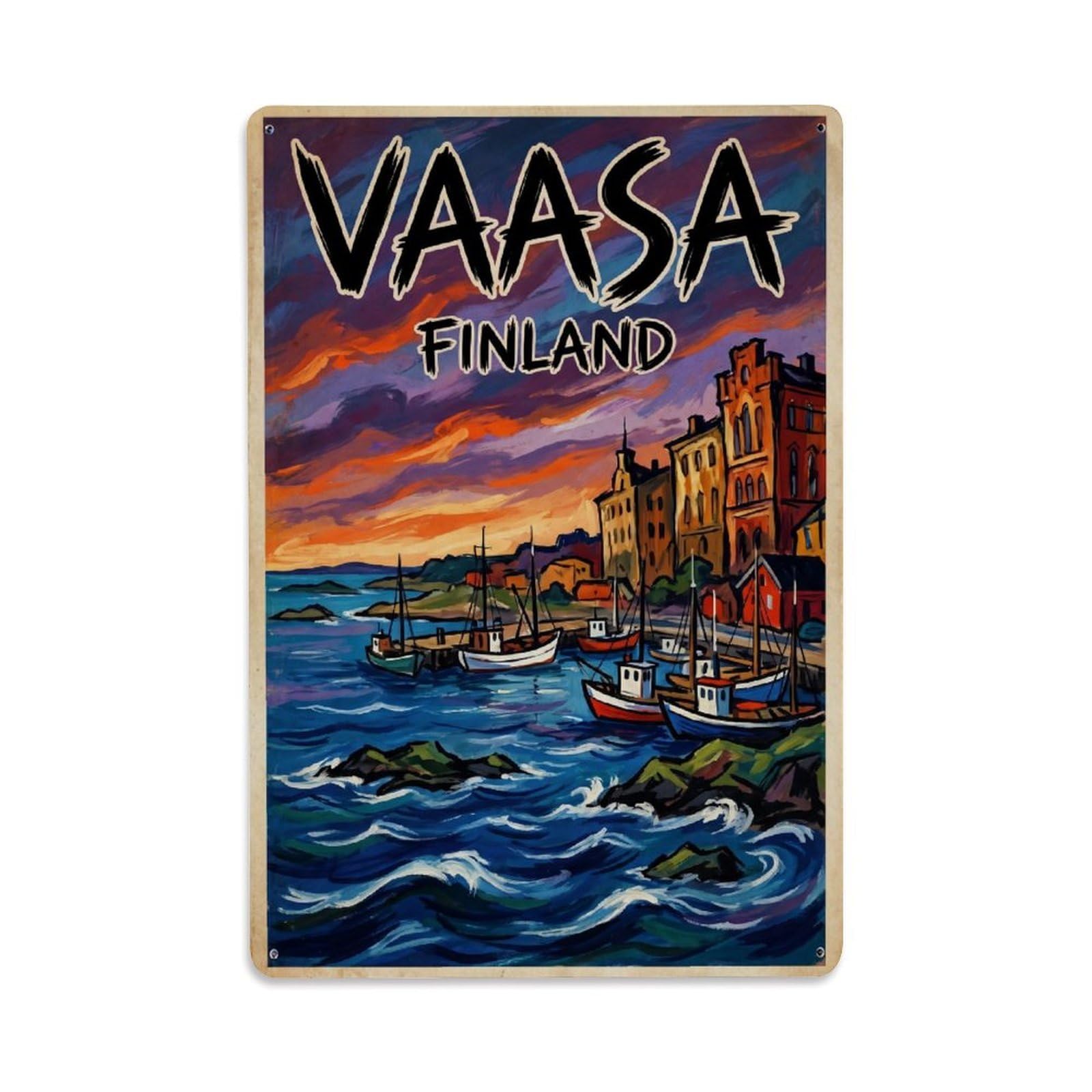 Metal Tin Sign Retro Finland Vaasa Travel