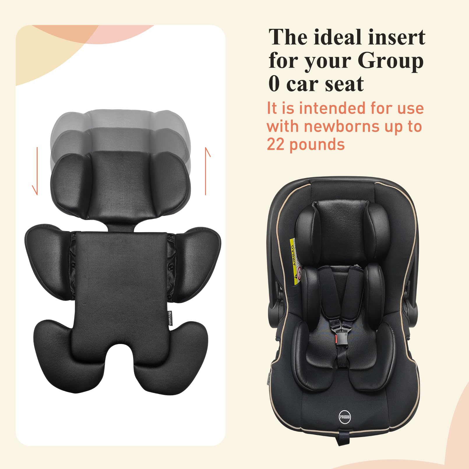 Innokids Soporte de Cuerpo de Cabeza de bebé para recién Nacido, Suave y Acolchado, Soporte Desmontable para Cabeza y Lateral para Asientos de Coche, cochecitos (Negro)