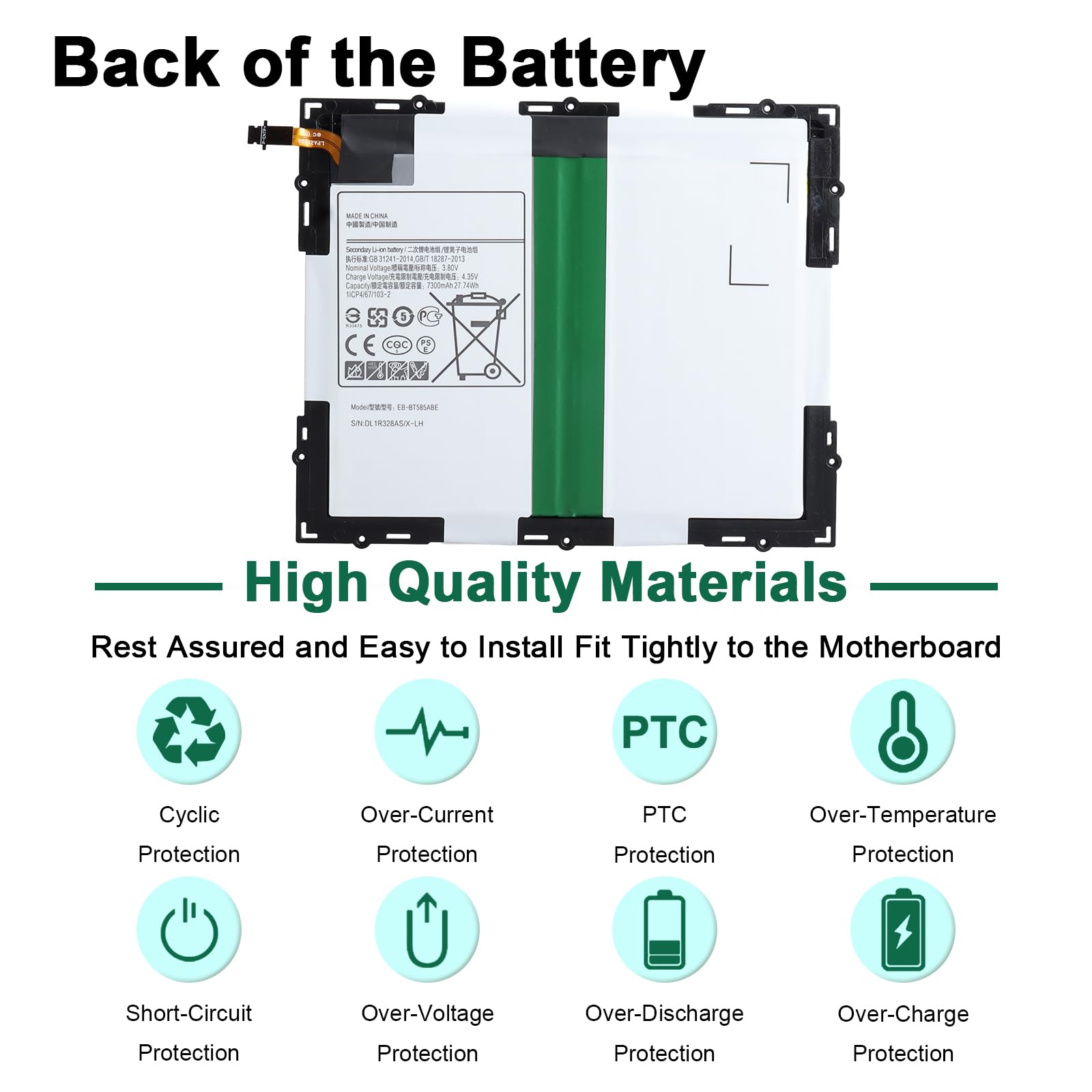 EB-BT585ABE Batería Compatible con Samsung Galaxy 10.1 2016 SM-T580 SM-T585 SM-P580 SM-P580N SM-T585C SM-P585N SM-P585Y SM-T587 SM-T587P Serie