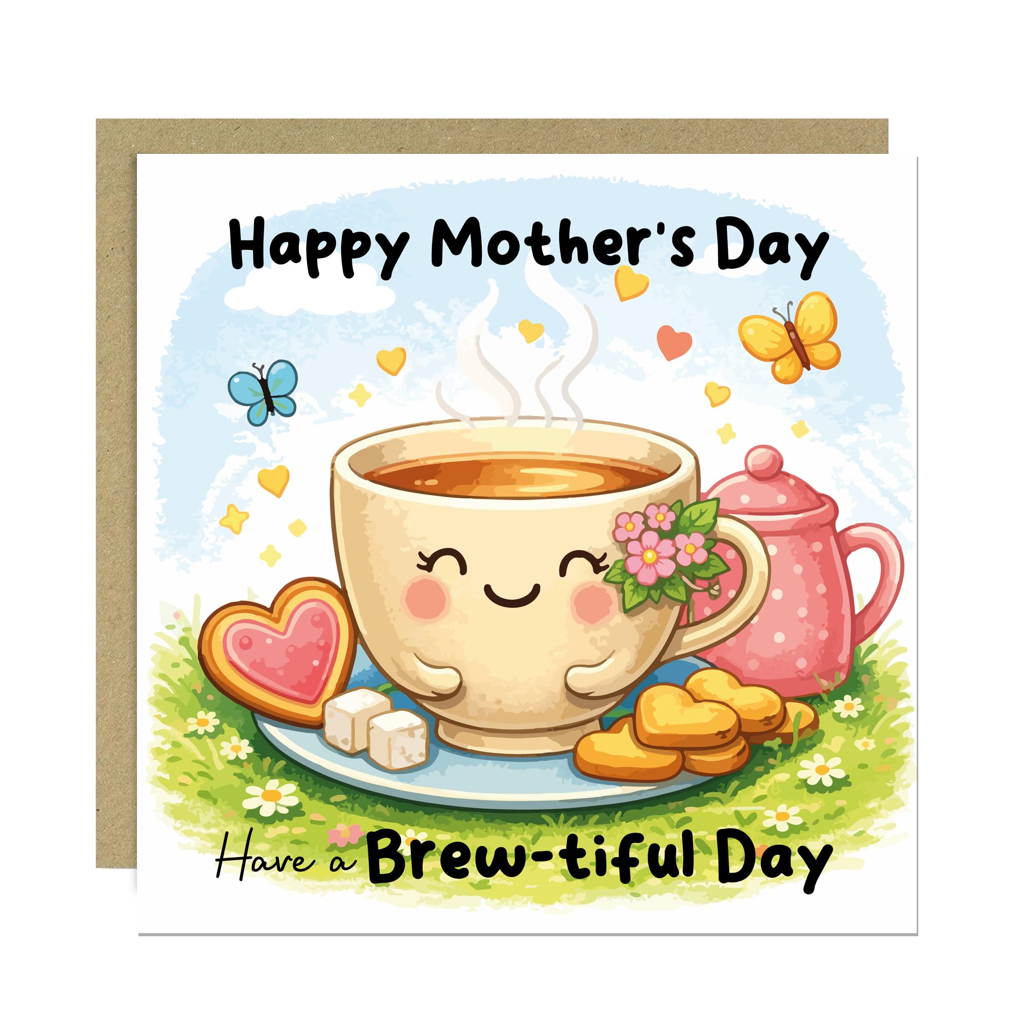 RED OCEAN Mothers Day Card For Mum, Cute Cards For Mothers Day, Novelty Cards For Her From Daughter Son 145x145mm With Kraft Envelope