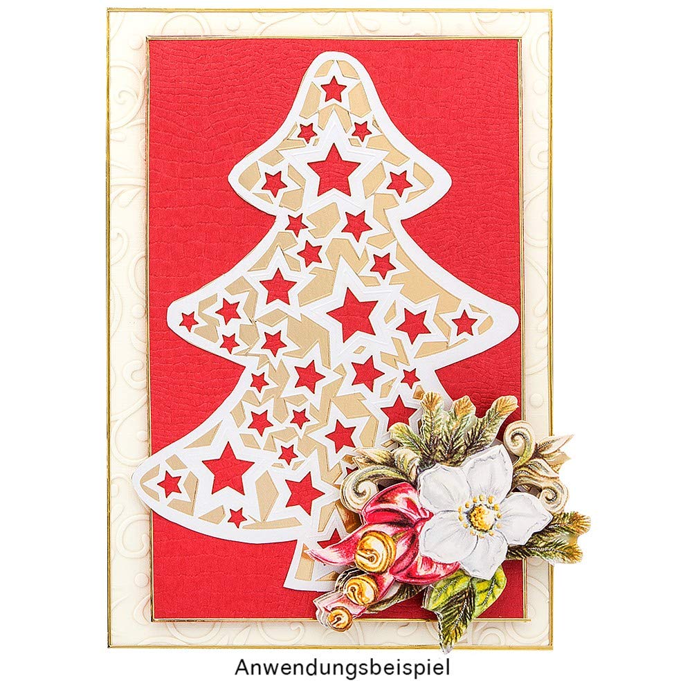 Lot 10 Cartes De Noël Luxe Avec Enveloppes - Design Poinsettias & Couronne Dorée, Papier épais FSC - 3