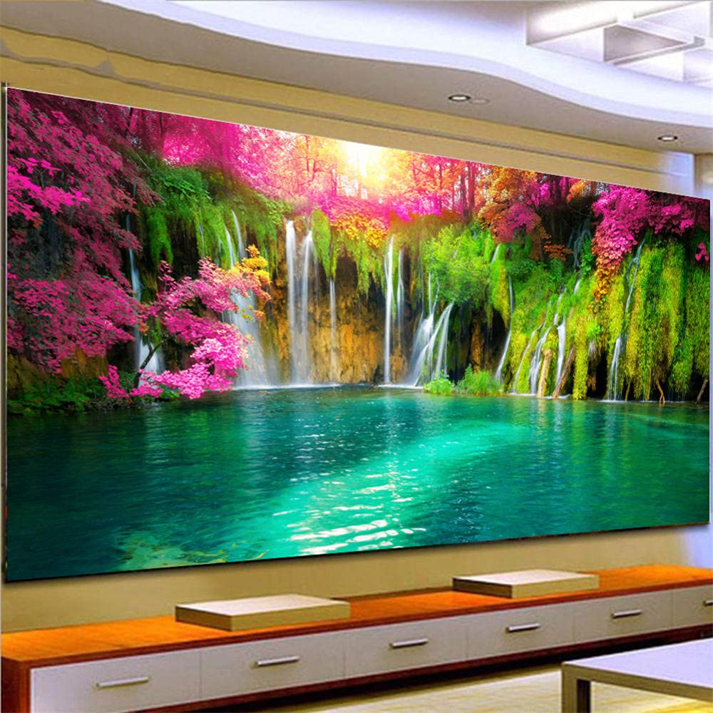 Broderie diamant étang grand format 50x150 cm avec strass ronds pour adulte