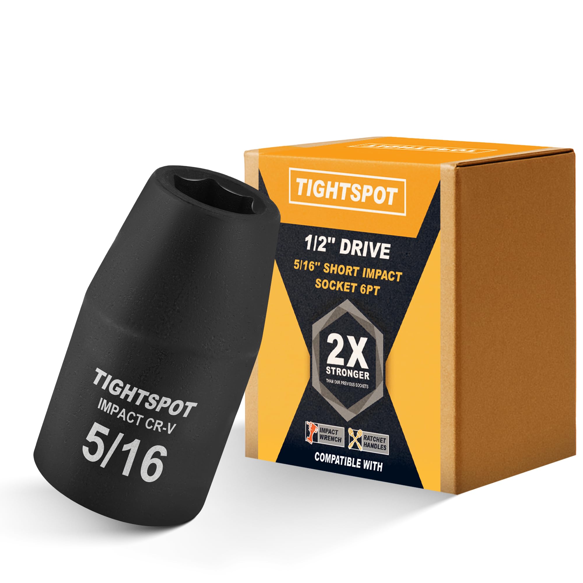 TIGHTSPOT 1/2" Drive 5/16 Inch Shallow Impact Socket, 6-Pt, CRV Steel โ image 1