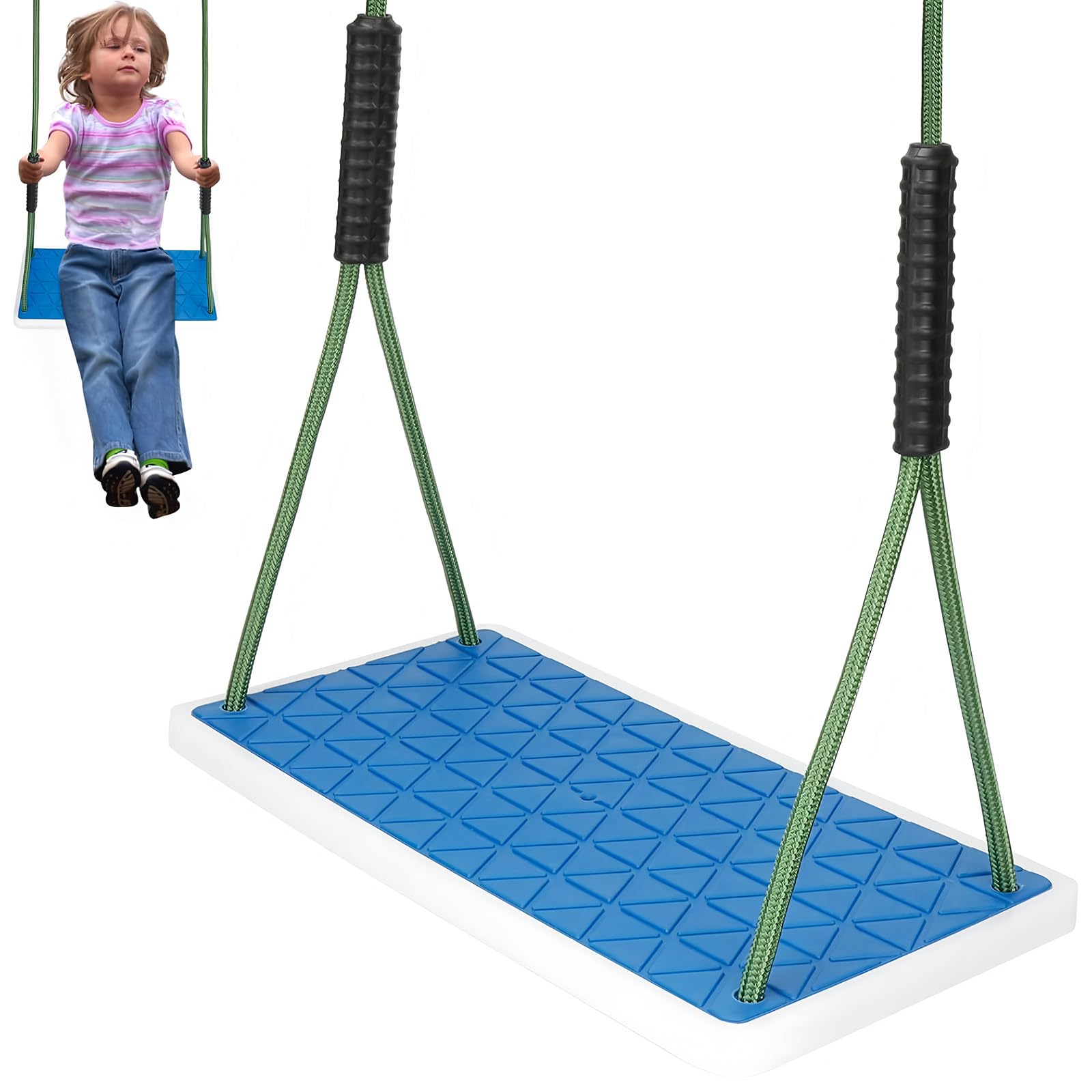 Dakzhou Heavy Duty Swing Seat Non-Slip with Tree Rope Adjustable Swing Set Accessories Replacement for Kids Outdoor Backyard Playground Jungle Gym(
