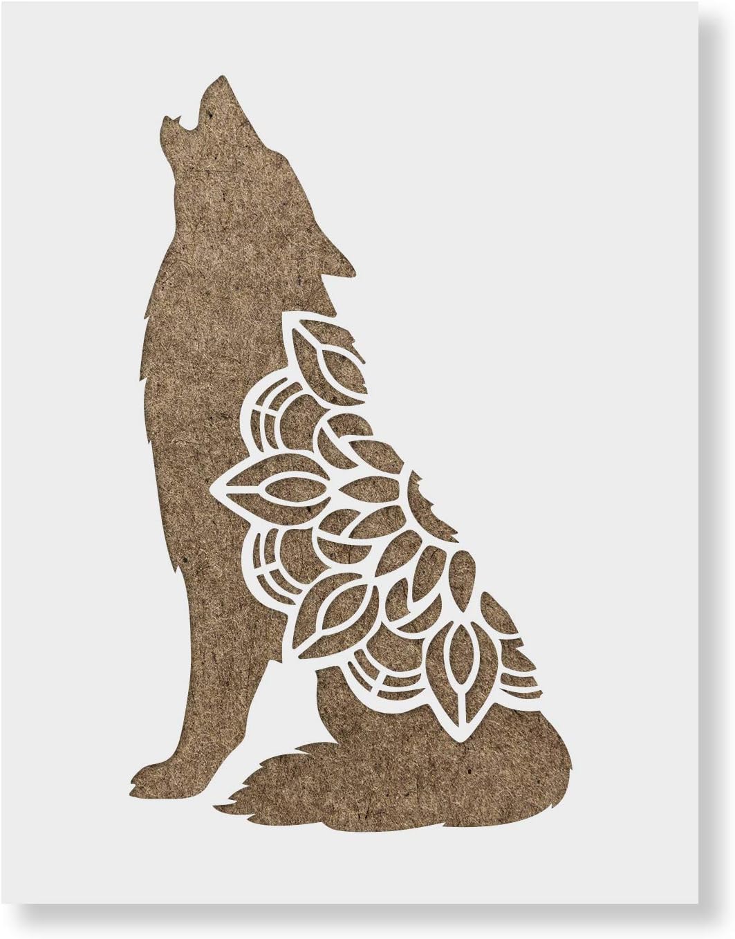Mandala Wolf Stencil - Stencil Designs, Wildlife Stencils, Animal Wall Art, Education Stencils, Animal Party Decoration