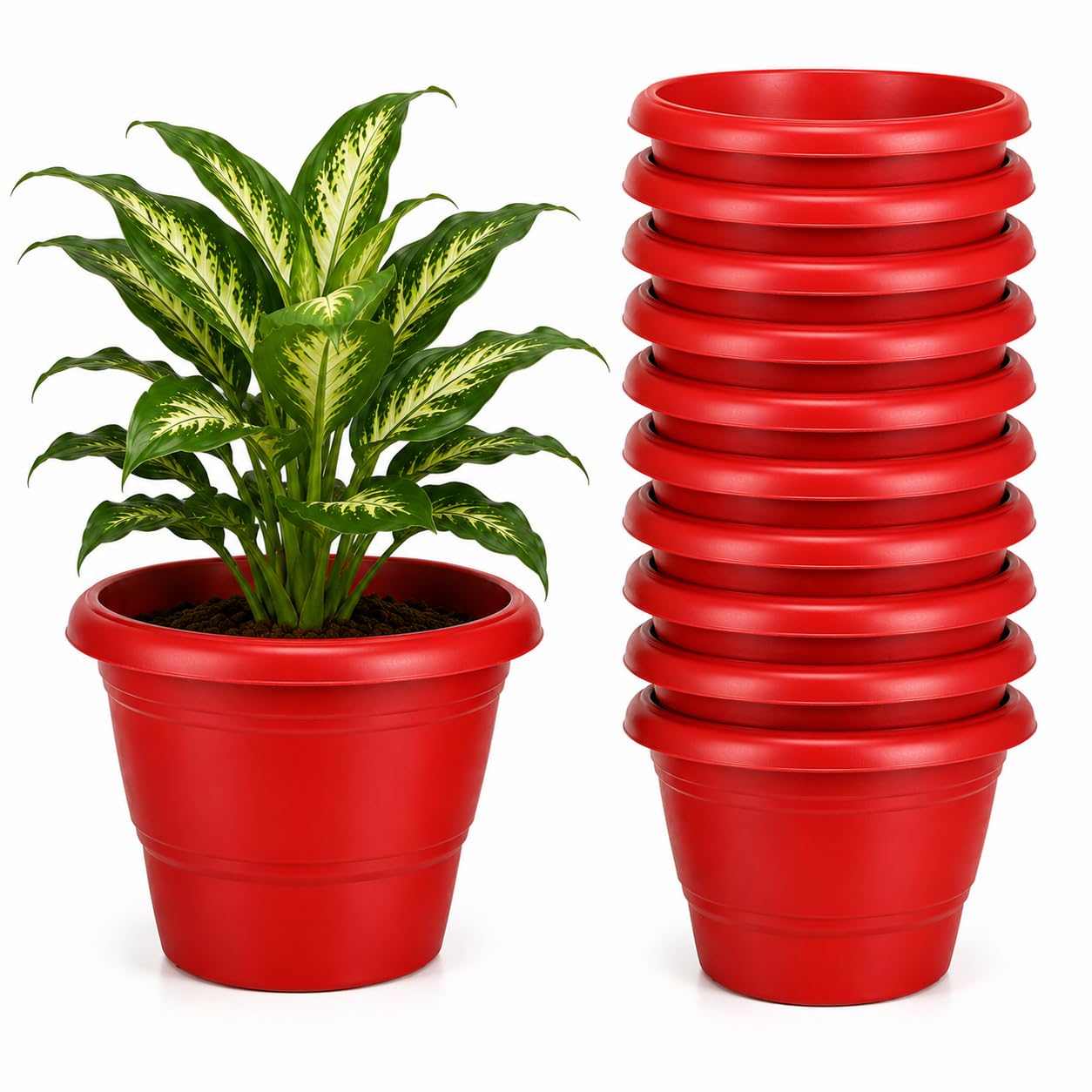 SUNBIRD Plant Pot, Outdoor Flower Pots | Plastic, Indoor with Drainage Holes, Decorative Garden Containers Sets, for Houseplants-picture-21