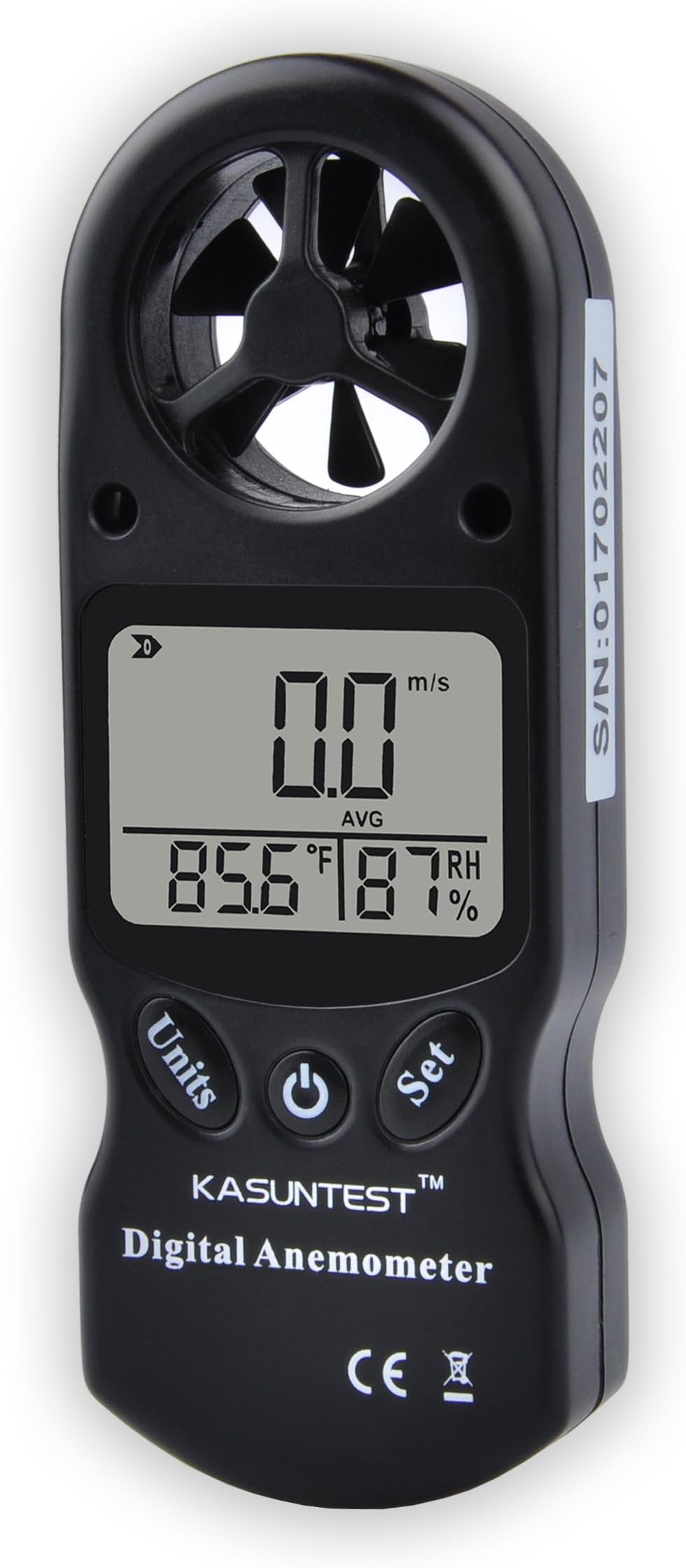 KASUNTEST 3 in 1 Digital Anemometer LCD Wind Speed Meter Gauge Air Flow Velocity Tester with Temperature and Humidity Measurement KT300