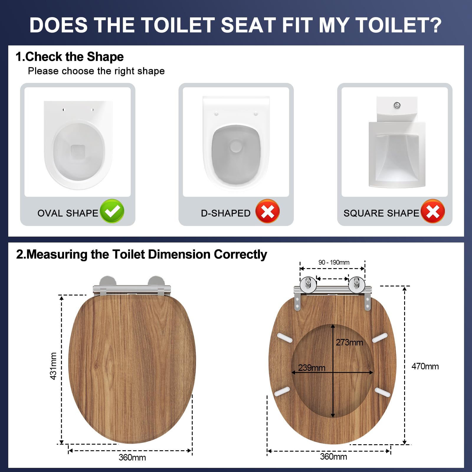Abattant WC avec frein de chute,Cuvette WC très résistant à fermeture douce,Abattant WC Forme O,Lunette de Toilette Universelle (Effect Bois)