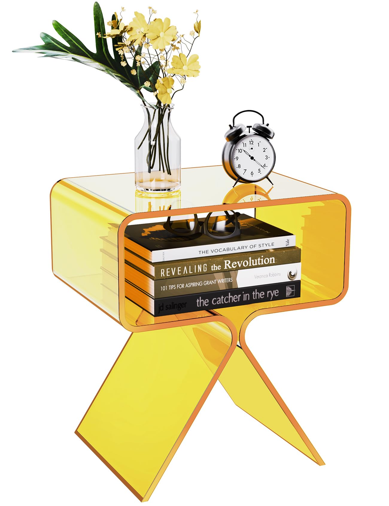 solaround Acryl Nachttisch Beistelltisch, Modernes Design Clear Home Decor Display Endtisch (Gelb)