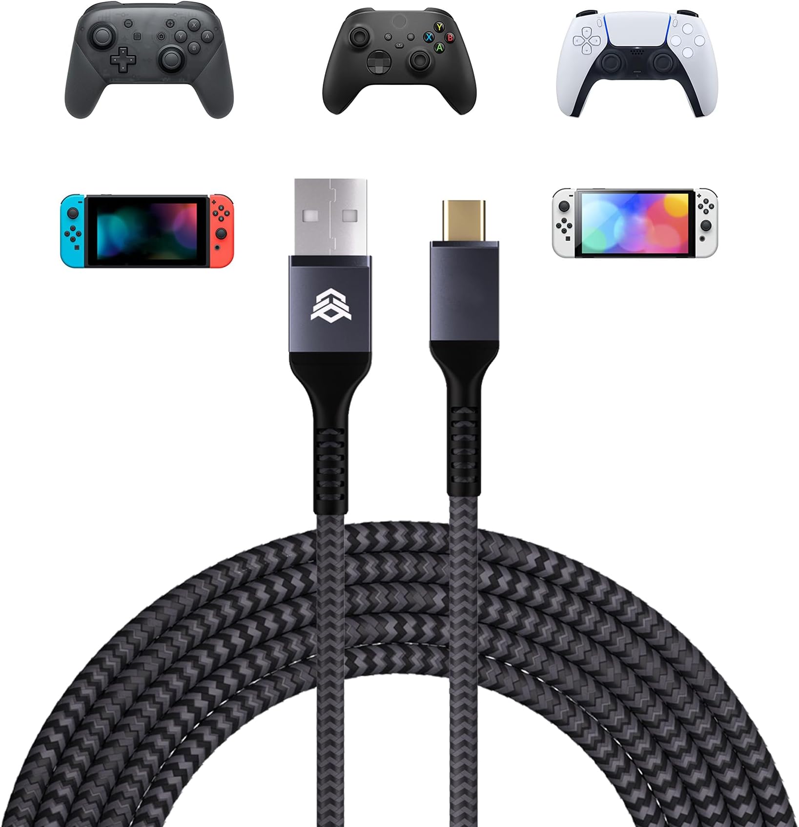 13.12FT Charging Cable for ps5 Controller, Replacement USB C Cord for Gamepad, Universal Data Cord Accessories for Xbox Core/Elite Series 2 / Switch Pro Controller
