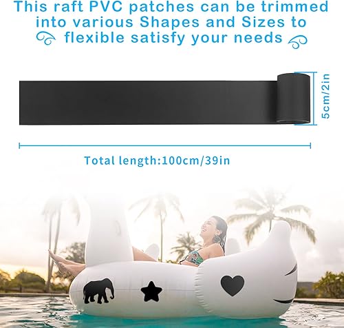 Vista 2 de GEUNTECH - Parches de reparación inflables de PVC para balsa inflable, barco, canoa, kayak Negro