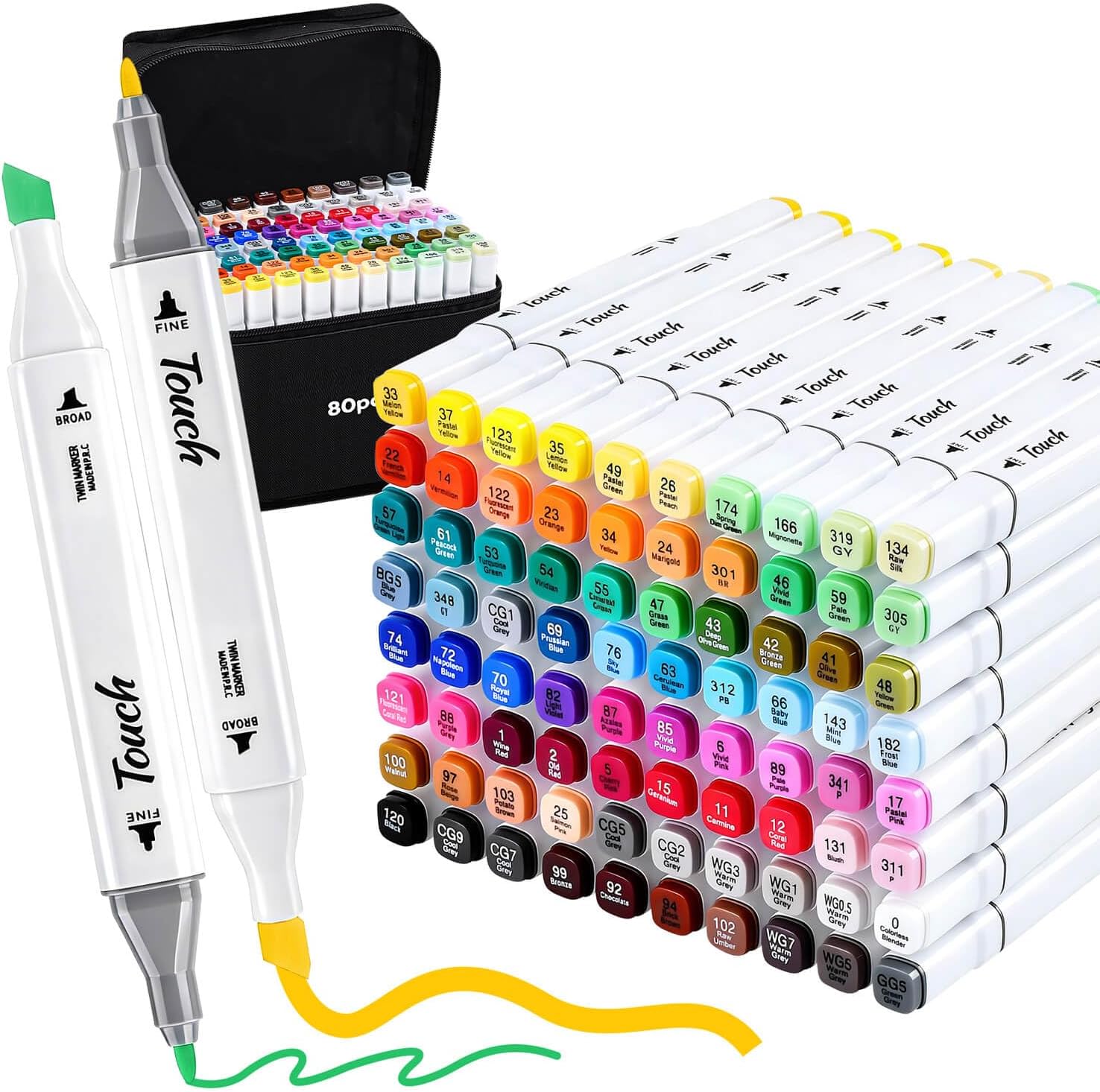 80 Colors Alcohol Markers, Dual Tip Chisel & Fine Permanent Art Alcohol Based Markers Set, Colored Marker Pens Set for Adult Book Drawing, Calligraphy, Art Supplies Marker Kit for Illustration DIY