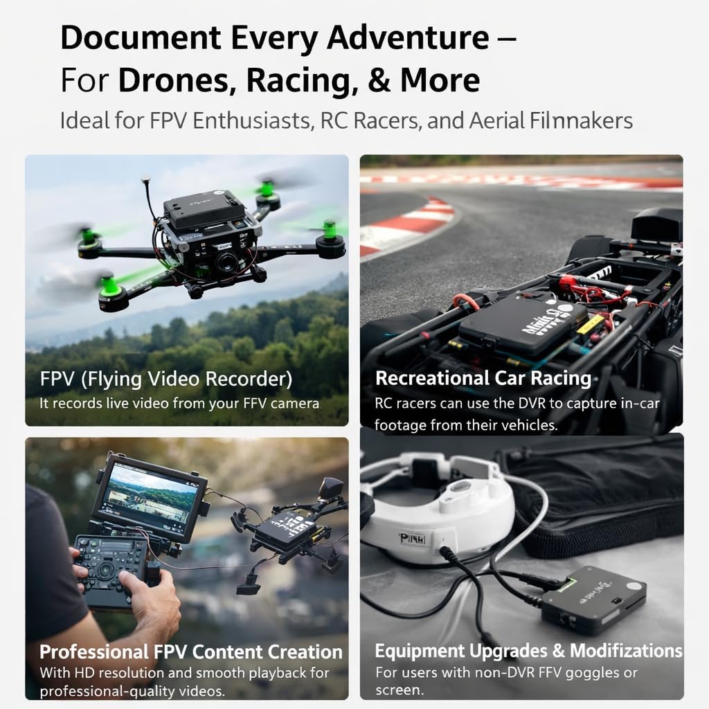 RC Video Recorder Module,Mini RC DVR Module Video NTSC PAL Switchable Built in Battery Video Audio for RC