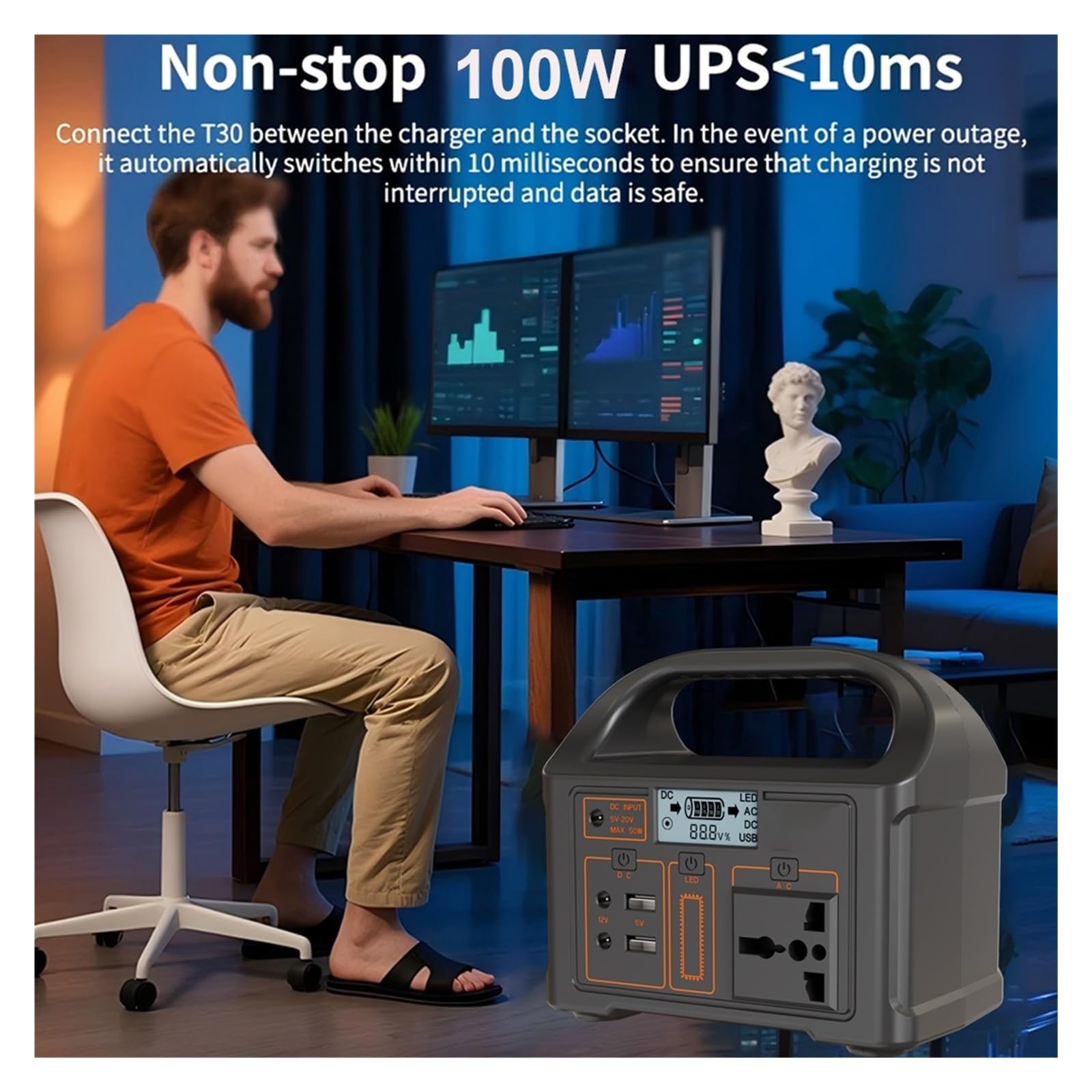 Przenośna Elektrownia 100W 76,8Wh LiFePO4 Akumulatorowa Stacja Ładowania Awaryjnego UPS Generator Energii Słonecznej Power Bank Na Kemping Lekki I PrzenośNy