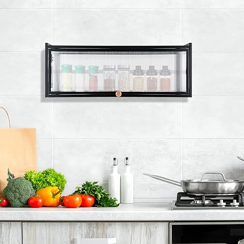 Miniatura 5 de Armario moderno de pared para cocina, armario de almacenamiento para colgar en la pared del baño, armario de pared con puerta de vidrio abatible