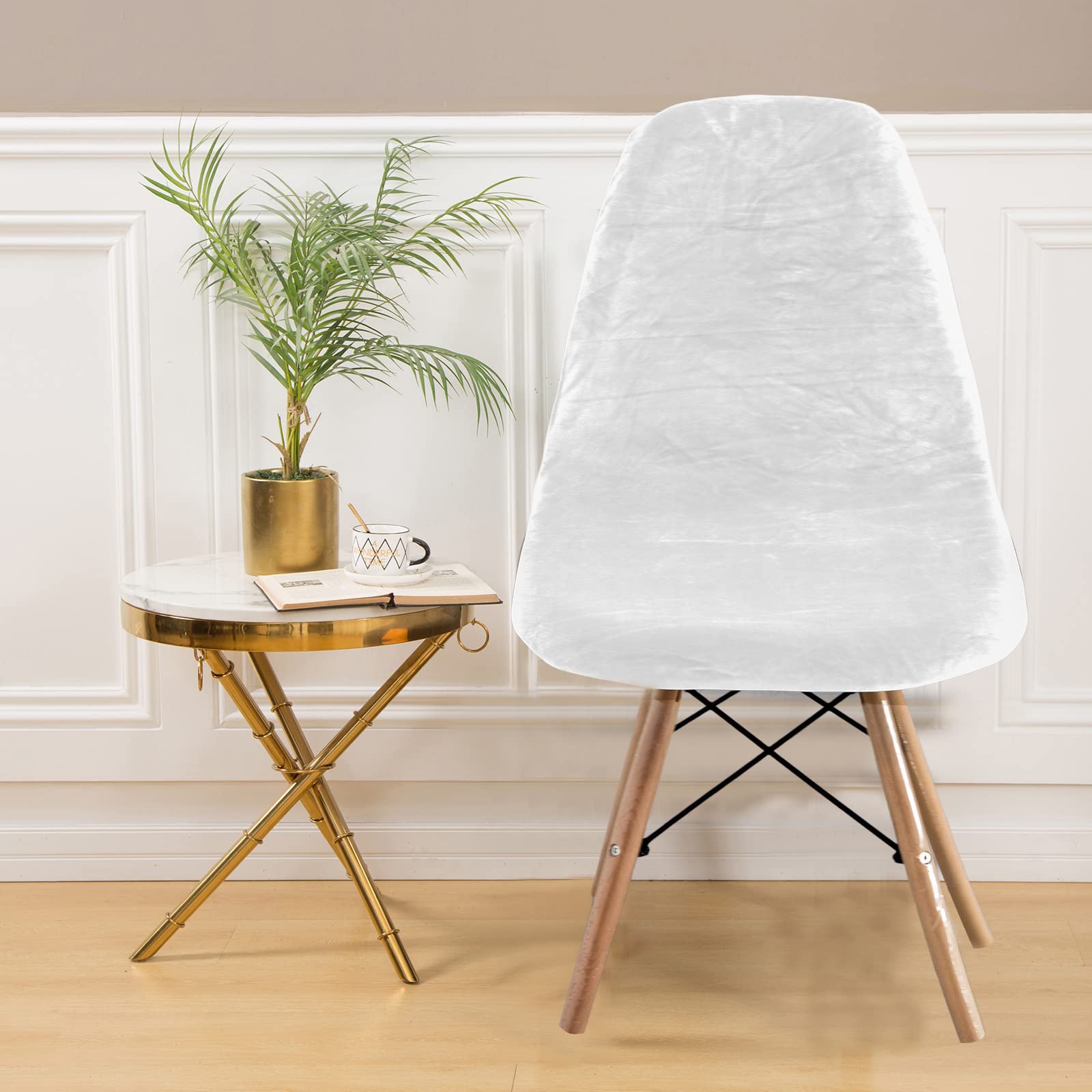 Jianyana Lot de 6 Housses de Chaise de Salle à Manger, Extensibles, Amovibles et lavables - Protection pour chaises de Salle à Manger, hôtel, Cuisine, Banquet, Maison (Blanc)