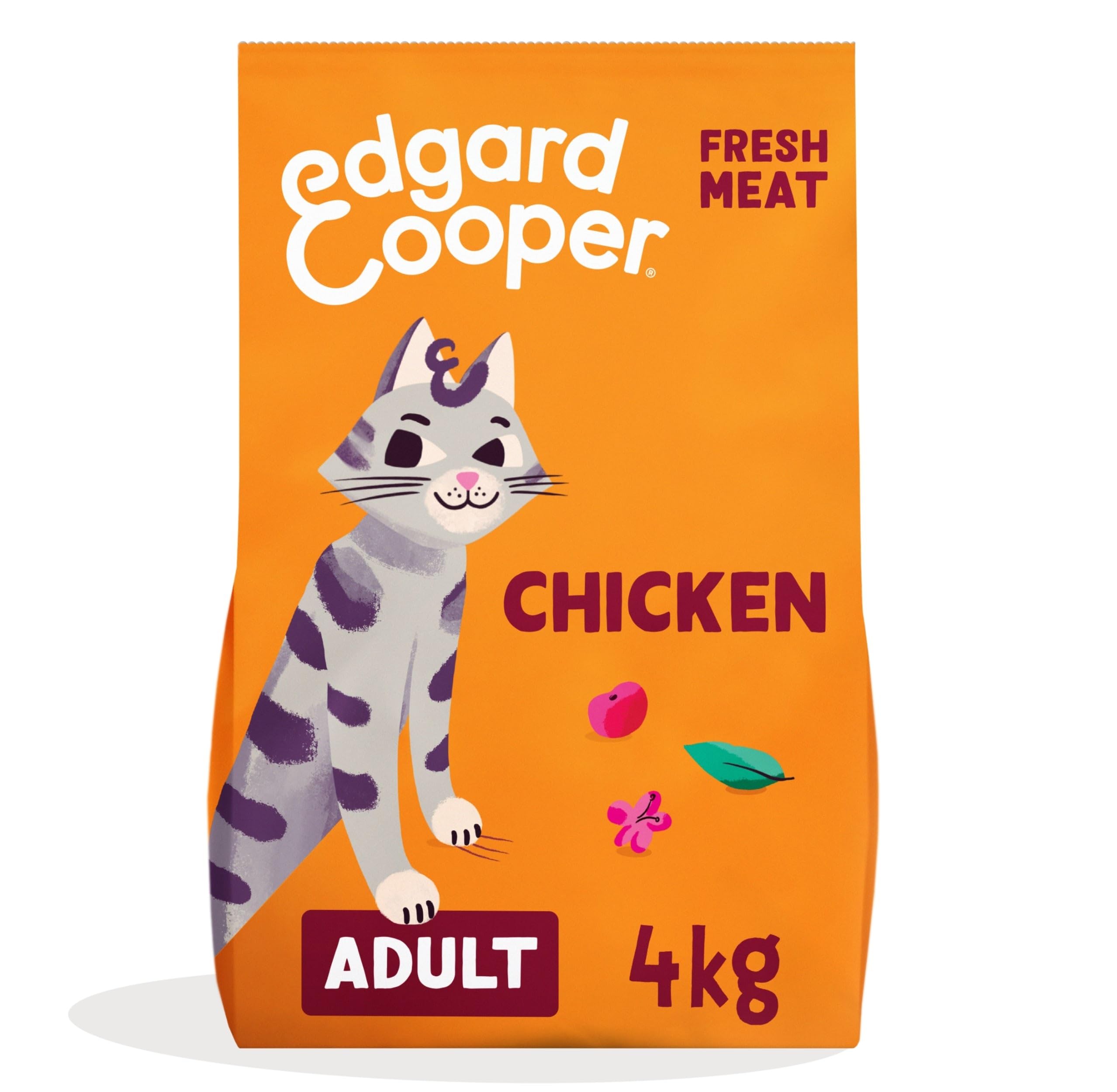 Edgard Cooper Grain Free Dry Cat Food, Chicken 4kg, Natural Cat Kibble for Adult Cats with Fresh Meat Amino Acids, GlutenFree, High Protein, No Added Sugar